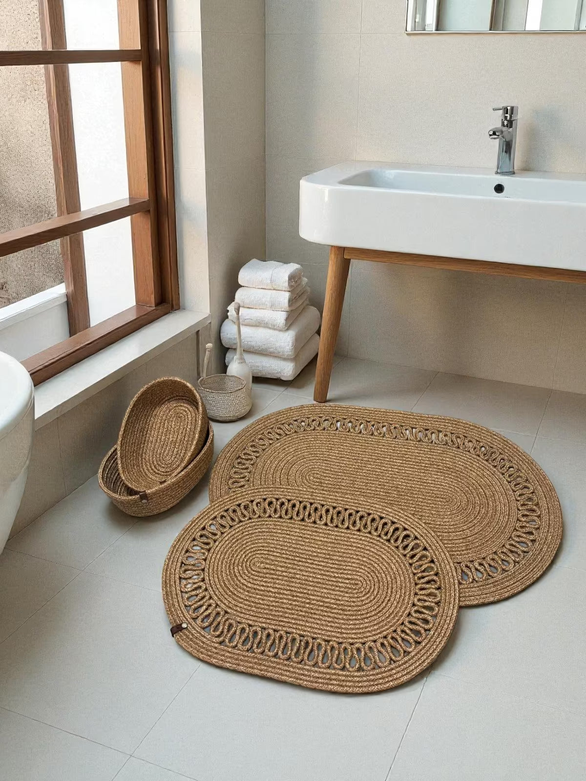 Terra Badezimmer-Set aus Jute Beige