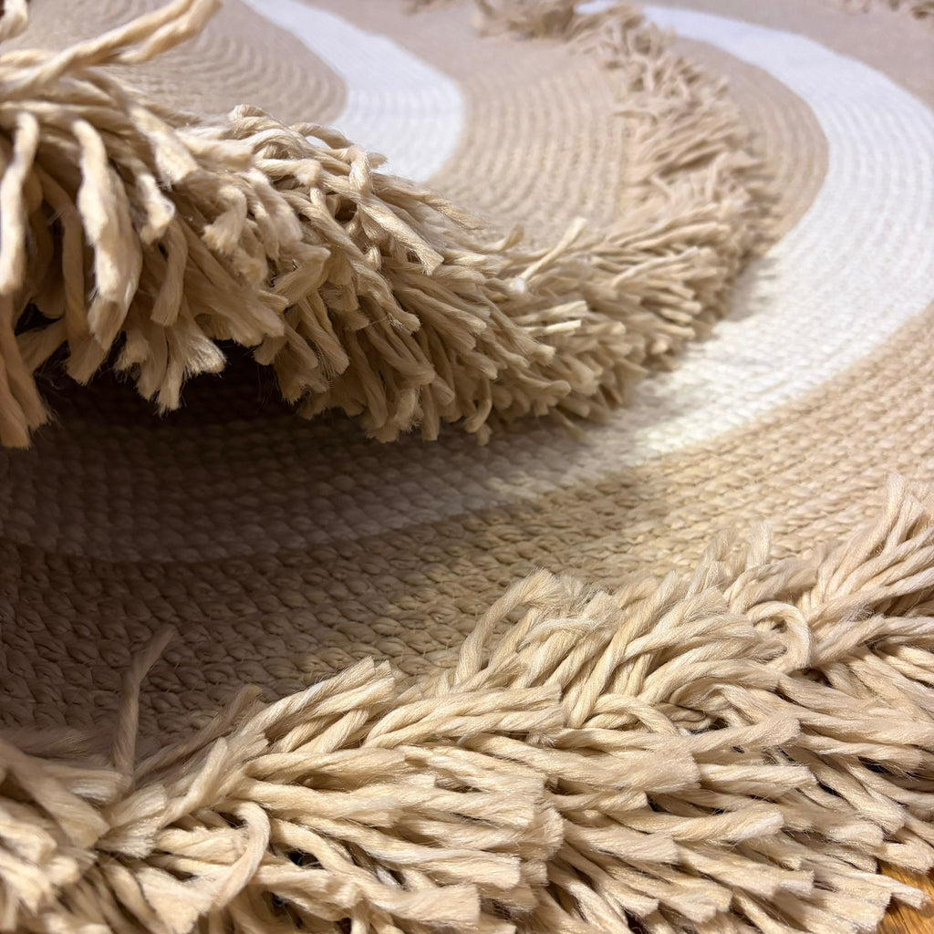 Mavaux Natura Jute-Teppich – Handgewebter Boho-Wohnzimmerteppich mit Fransen & Naturseil-Optik