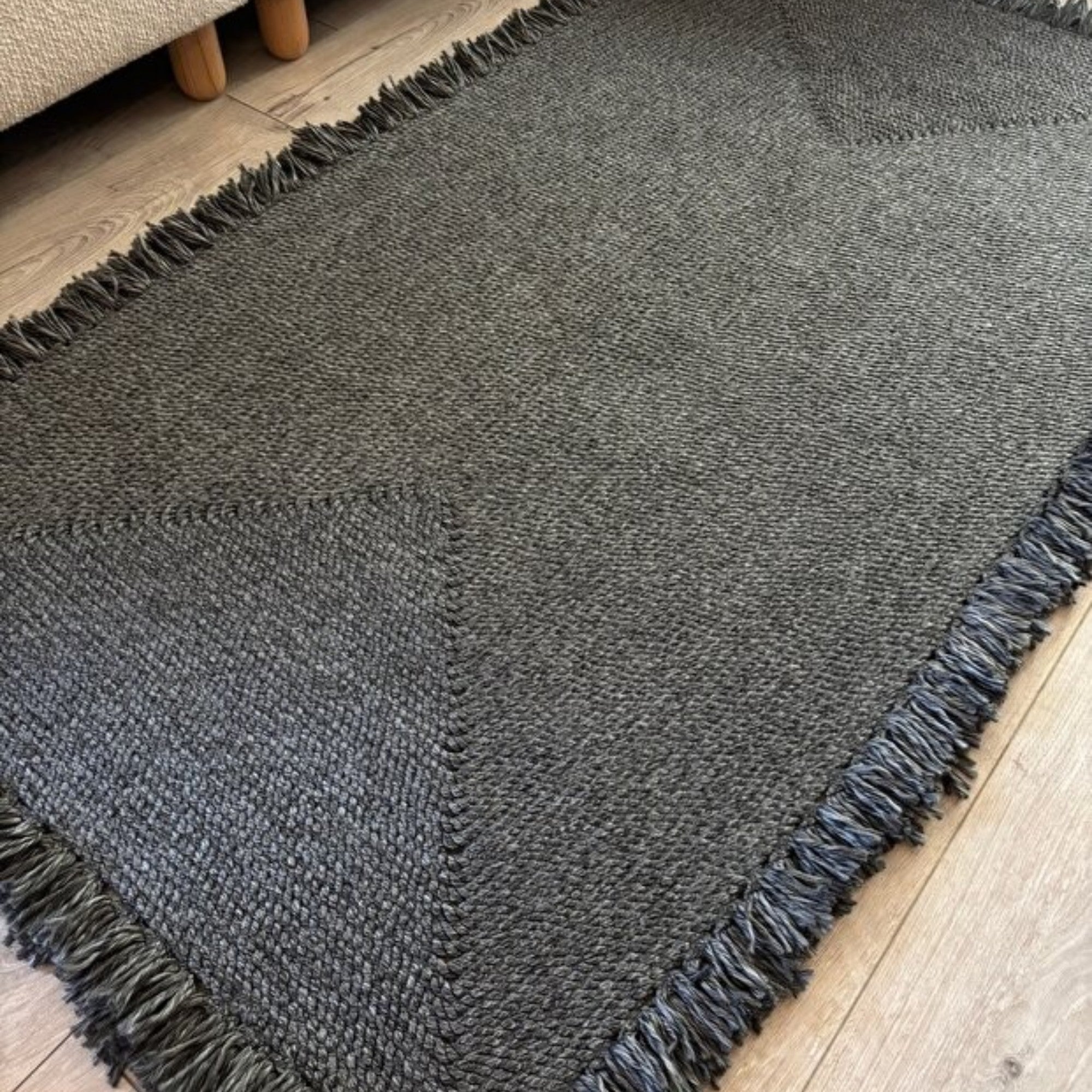 Mavaux Nil Jute-Teppich – Handgewebter Boho-Wohnzimmerteppich mit Fransen & Naturseil-Optik