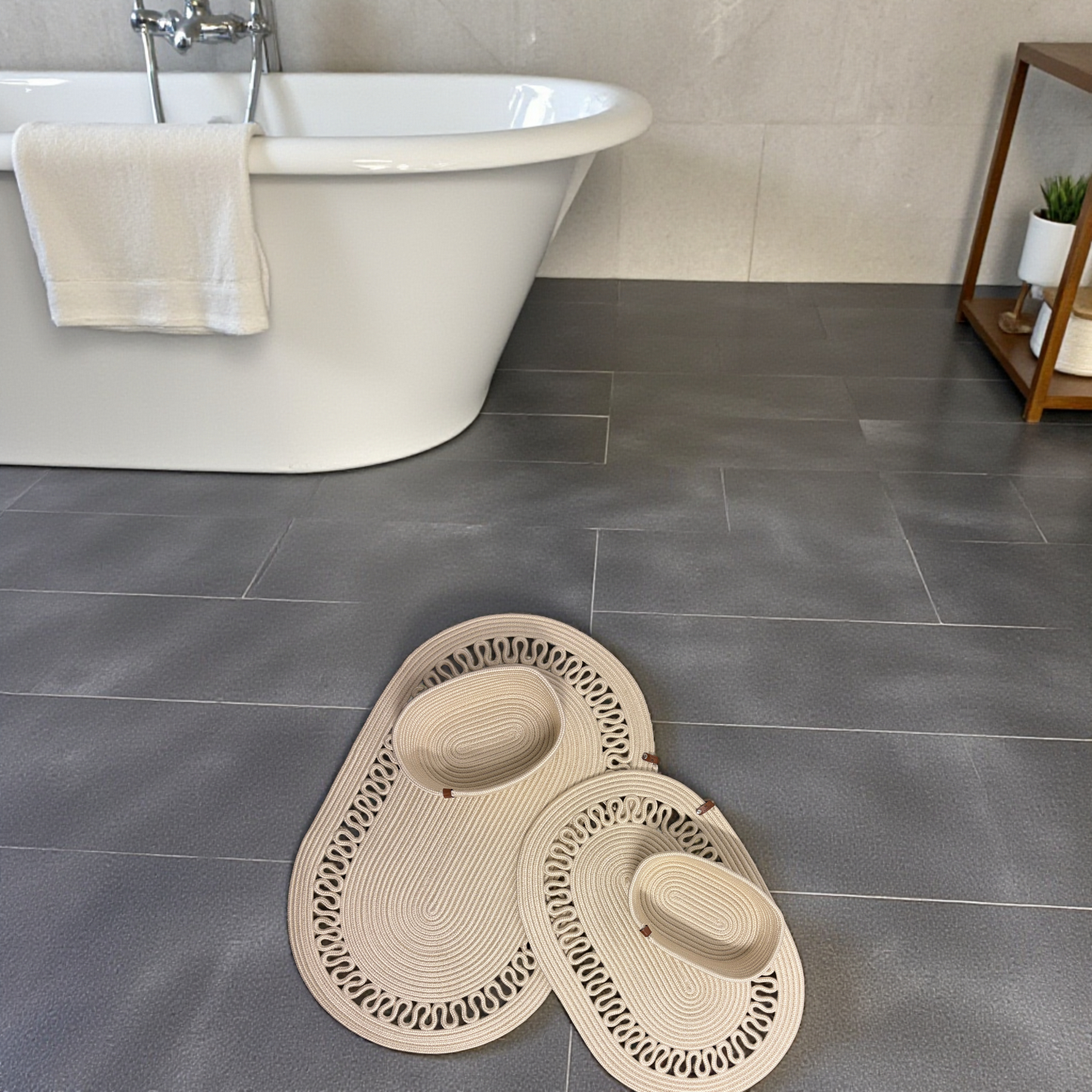 Terra Badezimmer-Set aus Jute Creme