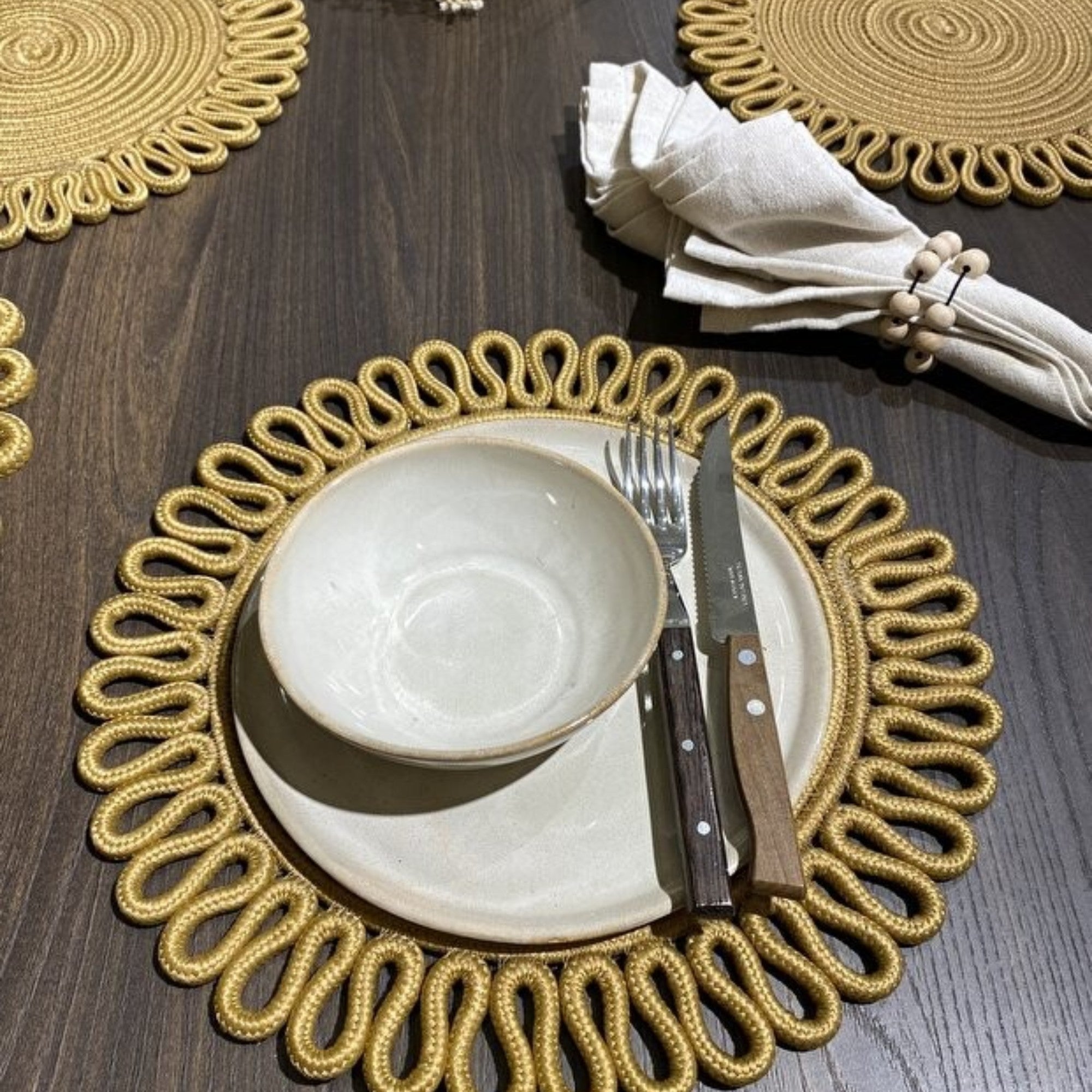 Galaxy Modernes Jute-Platzset und Brotkorb-Set (7-teilig)