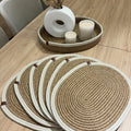 Blaundus 7-teiliges Jute Tischset – Ovale Platzsets & Brotkorb