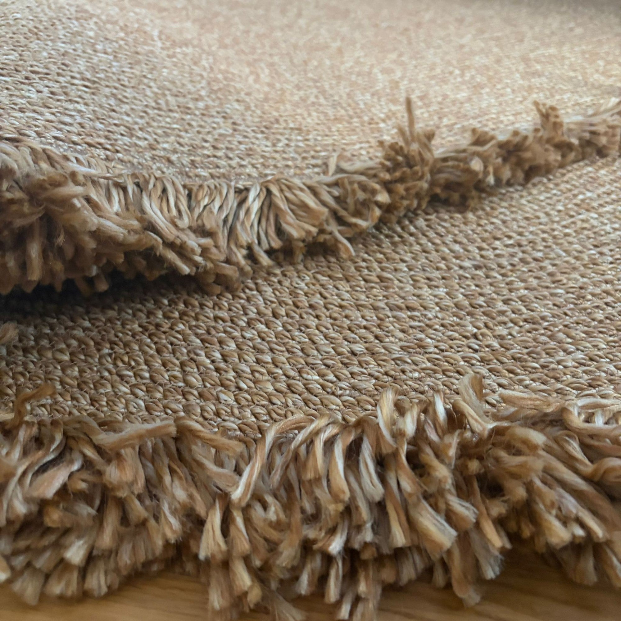 Mavaux Natura Jute-Teppich – Handgewebter Boho-Wohnzimmerteppich mit Fransen & Naturseil-Optik