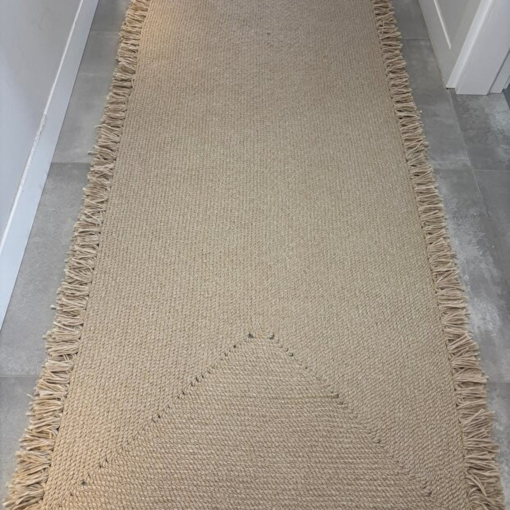Mavaux Nil Jute-Teppich – Handgewebter Boho-Wohnzimmerteppich mit Fransen & Naturseil-Optik