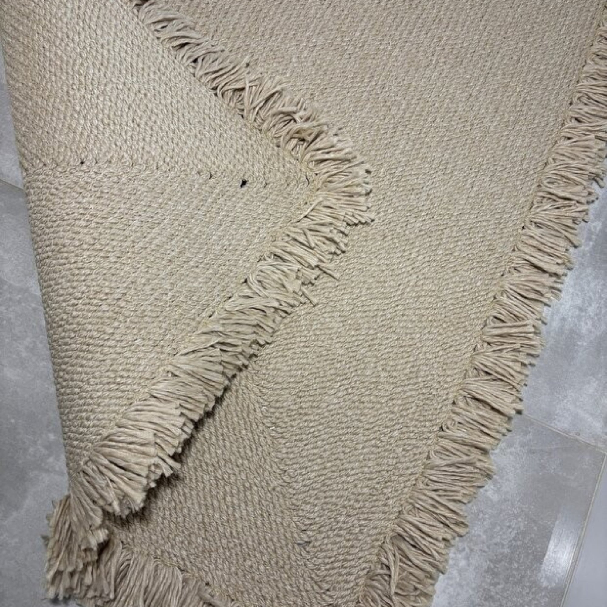 Mavaux Nil Jute-Teppich – Handgewebter Boho-Wohnzimmerteppich mit Fransen & Naturseil-Optik