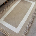 Mavaux Nil Jute-Teppich – Handgewebter Boho-Wohnzimmerteppich mit Fransen & Naturseil-Optik